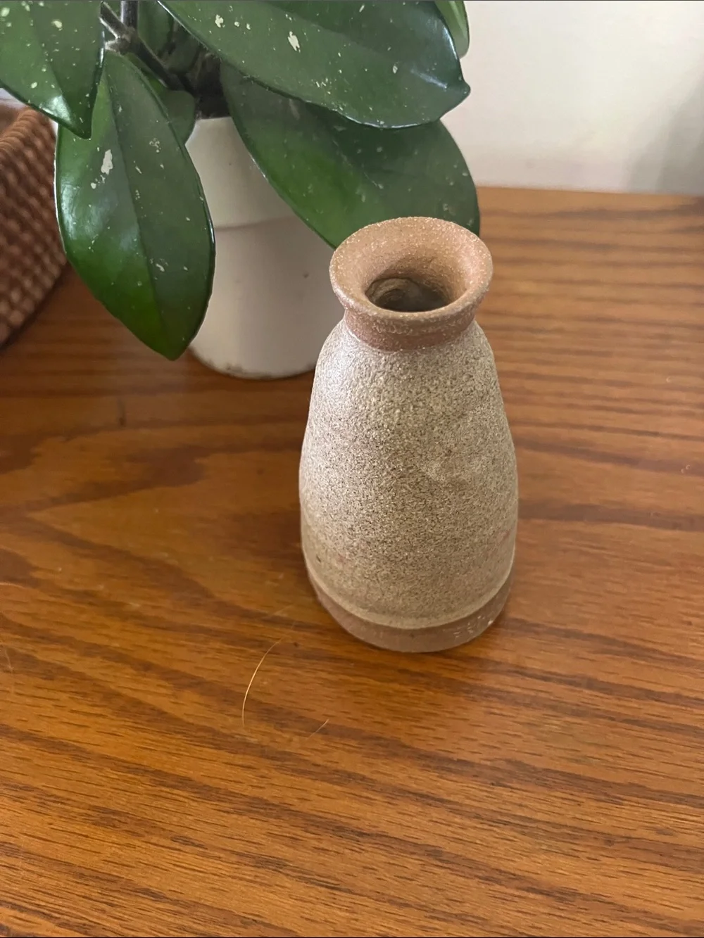 Textured Stoneware Mini bub Vase in Sage Green and Brown